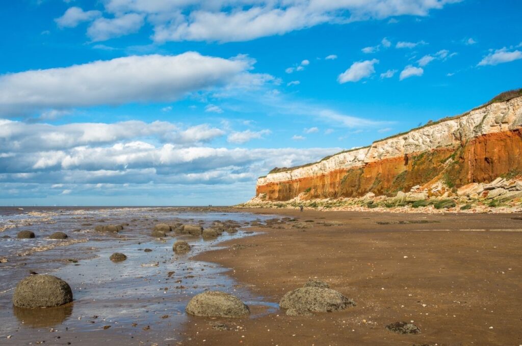 The white and orange cliffs at Hunstanton beach